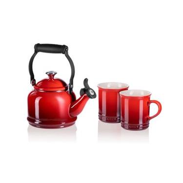 Imagem de Kit 01 Chaleira Demi e 02 Canecas Seattle Vermelho Le Creuset