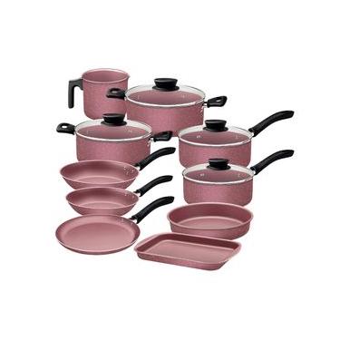 Imagem de Jogo de Panelas Tramontina Linz 10 Peças em Alumínio Antiaderente Starflon Max Rosa