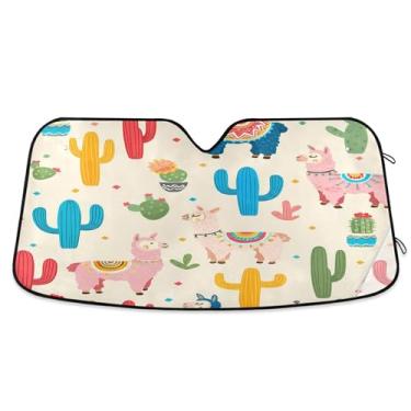 Imagem de SEHANY Pára-brisa de carro cacto planta verde para-sol dobrável janela frontal protetor de viseira solar para carro, SUV, caminhão - Mantenha o veículo fresco, 137 x 81,5 polegadas