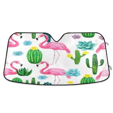 Imagem de SEHANY Pára-brisa de carro cacto planta verde para-sol dobrável janela frontal protetor de viseira solar para carro, SUV, caminhão - Mantenha o veículo fresco, 137 x 81,5 polegadas