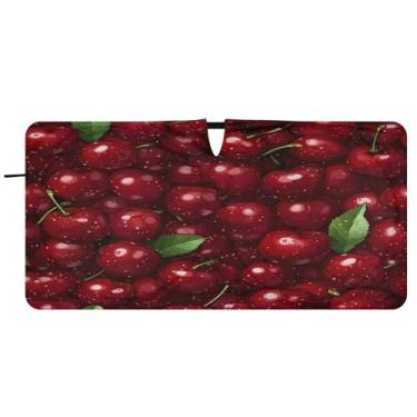 Imagem de Blueangle Sombra de para-brisa vermelho escuro cerejas - 149.9 cm x 76.2 cm dobrável carro janela frontal blocos para-sol raios UV viseira de sol (185)
