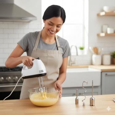 Imagem de Mini Batedeira Portátil 7 Velocidades 260W com Batedores para Massas 220V