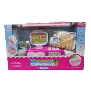 Imagem de Brinquedo Infantil Mini Caixa Registradora, com Gaveta e Scanner, Infantil Som Luzes mercadinho Supermercado, Faz de Conta e Casinha Máquina de acessórios de Compra, Aprendizagem e Educativo