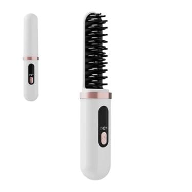 Imagem de Escova Alisadora Portátil Para Viagens - Modelador Sem Fio Com Display LED De Aquecimento Rápido - Modelador Alisador de Cabelo 2 em 1,Para Viagem Diária Festas Passeios e Uso Profissional