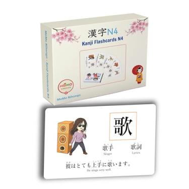 Imagem de MoMo Nihongo N4 - Learn Japanese Flash Cards - Kanji JLPT N4 Flash Cards - 181 Cards - Learn Kanji with Easy to Understand Pictures