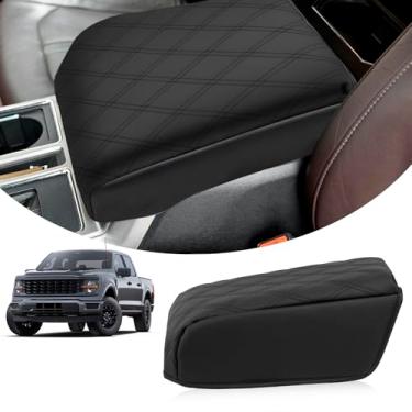 Imagem de FETUSI Capa de console central para Ford F150 2021-2025 Expedition Accessories, protetor de braço de couro PU personalizado padrão xadrez, almofada de tampa de caixa de apoio de braço antiarranhões