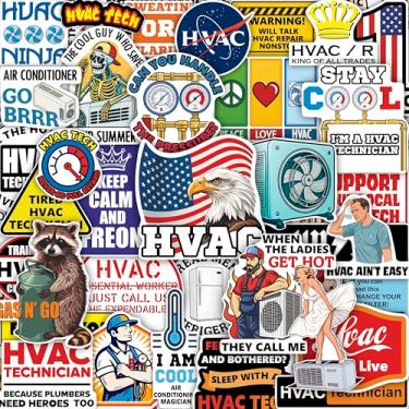 Imagem de 100 peças de adesivos HVAC capacete, garrafa de água, laptop – decalques de caixa de ferramentas HVAC – adesivos de ar condicionado – decalques engraçados para capacete rígido – presentes para homens