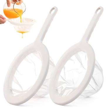 Imagem de AIZOE Coador de malha fina com alça, pacote com 2, malha 80/120, filtro fino de plástico para líquidos, escorredor pequeno para cozinha, peneira de nylon para leite de nozes, iogurte, suco, café, mel