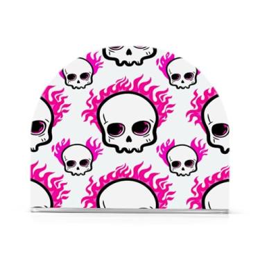 Imagem de Qilmy Porta-guardanapos de acrílico de caveira de chama, suporte de guardanapo de coquetel de plástico transparente para mesas de restaurante de cozinha, 1 peça