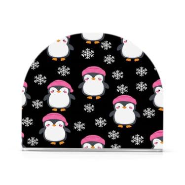 Imagem de Qilmy Porta-guardanapos acrílico pinguins fofos, suporte de lenços de mesa independente transparente, dispensador de papel de coquetel para cozinha, jantar, restaurante, bar, decoração, 1 pacote