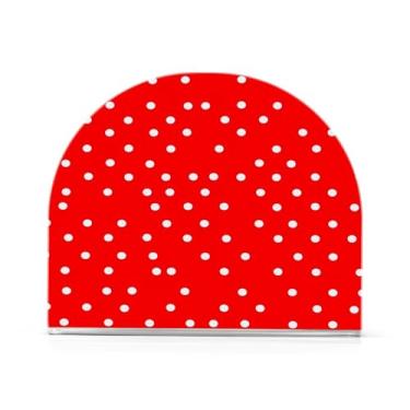 Imagem de Qilmy Porta-guardanapos acrílico de bolinhas vermelhas, suporte de guardanapo de coquetel de plástico transparente para mesas de restaurante de cozinha, 2 peças