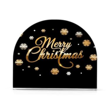 Imagem de JUZIHAI Porta-guardanapos para mesa, Feliz Natal com flocos de neve, dispensador de guardanapo de acrílico, suporte de lenços independente de mesa para cozinha, jantar, bar, festa, decoração de casa