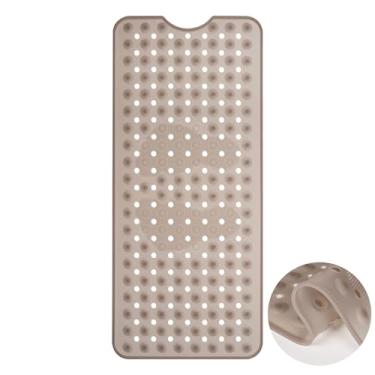 Imagem de Tapete de banheira antiderrapante de silicone 91 x 40 cm, tapete de chuveiro macio e confortável com massagem nos pés, tapete de banho lavável na máquina para banheiro e chuveiro (cinza)
