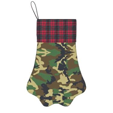 Imagem de SKKNT Meias de Natal com estampa camuflada militar verde para animais de estimação, decoração de Natal, cães, gatos, árvores, doces, presente, conveniente