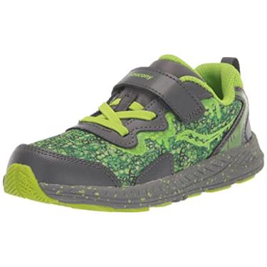 Imagem de Saucony Tênis infantil unissex com fecho alternativo Jr, Cinza/Slime, 4.5 Little Kid