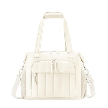 Imagem de Bolsa térmica com 32 latas térmica macia e leve para caixa de gelo à prova de vazamento para acampamento e viagem (bege)