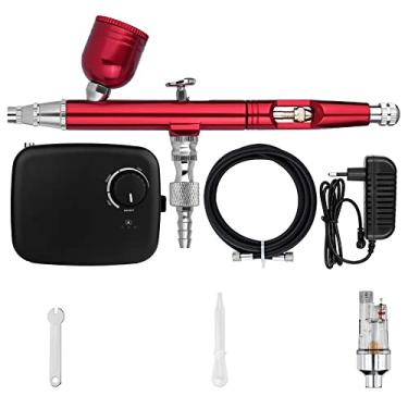Imagem de Airbrush de ação dupla com mini bateria kit de compressor de ar sem fio 0.3mm escova de ar spray ferramenta de limpeza de pistola para maquiagem prego tinta(NCT-SLC-B-S1,EU plug)