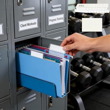 Imagem de Abas transparentes para pasta de arquivos - Etiquetas de arquivo de plástico inseríveis de 5 cm com inserções brancas em branco para classificação de arquivos em casa e escritório