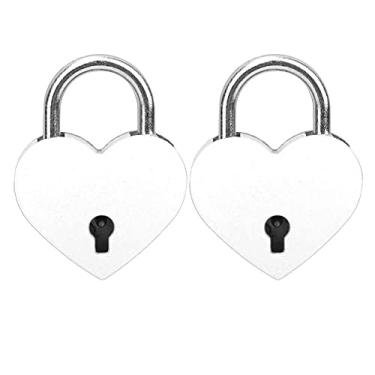 Imagem de Ymiko 2 Conjuntos de Cadeados Decorativos Coloridos de Metal Em Forma de Coração Com Chaves para Artesanato DIY e Decoração de Casa 30x39mm (Branco)