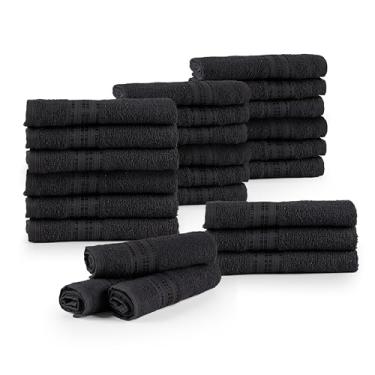 Imagem de Kit Toalha de Rosto 24 Pçs para Salão de Beleza Cabelereiro Profissional - 65x45cm 100% Algodão Gramatura 260g/m² - Preto