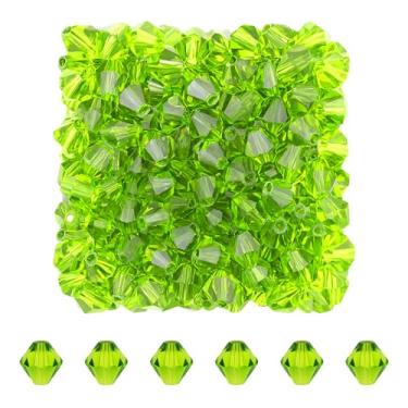 Imagem de Mandala Crafts Contas de cristal bicone verde neon de 8 mm – 200 contas de vidro facetadas para fabricação de joias, pulseiras, colares, brincos e contas