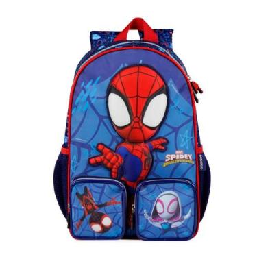 Imagem de Mochila Escolar Masculina Infantil Spidey Baby 3D Azul - Bagaggio, U, 
