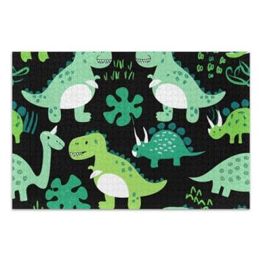 Imagem de Quebra-cabeça adulto 500 peças de dinossauros coloridos bonitos jogos tecnologia presentes exclusivos para adultos arte brinquedo pintura, 50,5 x 14,9 polegadas