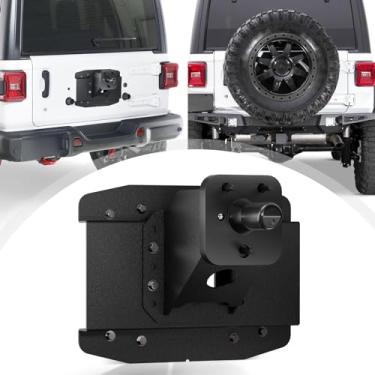 Imagem de EYOUHZ Suporte de pneu sobressalente ajustável compatível com Jeep Wrangler JL JLU Unlimited 2/4 portas 2/4 com um compartimento para câmera de visão traseira (câmera não incluída) Elevação de pneu
