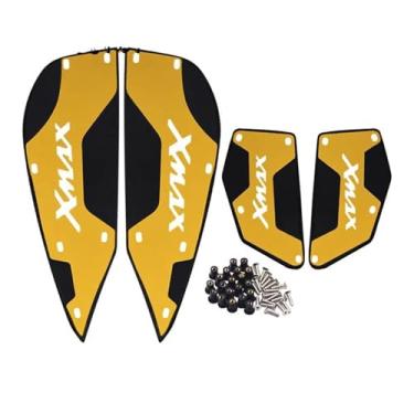 Imagem de Anti-derrapante Pedais dianteiros e traseiros para xmax 250 xmax 300 2017 2018 2019 2020 2021 2022 2023 cnc placa de apoio para pés(Ouro)
