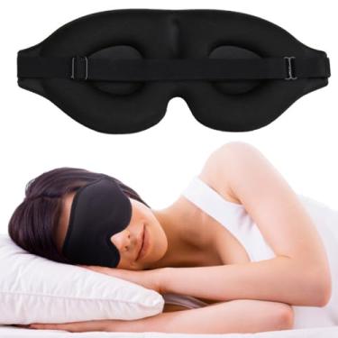 Imagem de Máscara de dormir lateral 3D, cobertura completa com bloqueio de luz, venda macia e respirável sem pressão