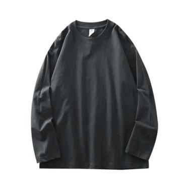 Imagem de Camisetas Masculinas De Manga Longa Em Algodão Primavera 2025 Cores Só