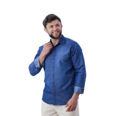 Imagem de Camisa Masculina Amil Jeans Manga Longa Sem Bolso Elegante 1810 - AMIL
