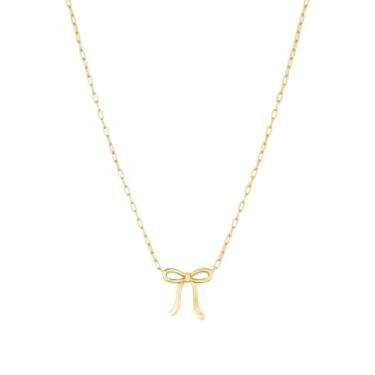 Imagem de gorjana - Colar de 40,6 a 45,7 cm - banhado a ouro 18k - Design elegante de laço - Fecho de anel de mola - Uso diário - Comprimento ajustável - Avaliações altamente avaliadas