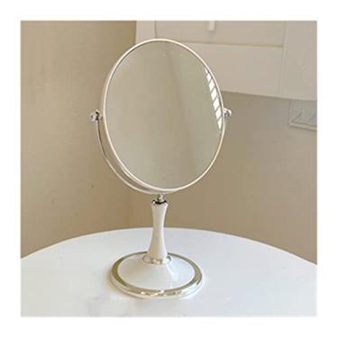 Imagem de Espelho de penteadeira espelho de mesa mesa simples dormitório de estudante penteadeira espelho de vestir dupla face espelho oval feminino espelho de maquiagem (S)