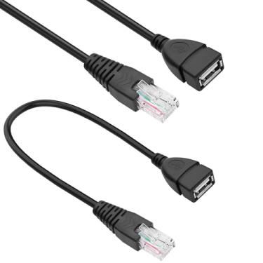 Imagem de MEIRIYFA Cabo USB fêmea para RJ45 USB para RJ45 Ethernet 8P4C adaptador de rede para roteador, modem desktop, interruptor, TV Box (0,3 m, 2 peças)