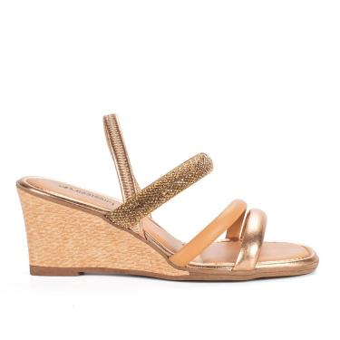 Imagem de Sandália Anabela Fem Mississipi Brilho Dourado MB891-0002