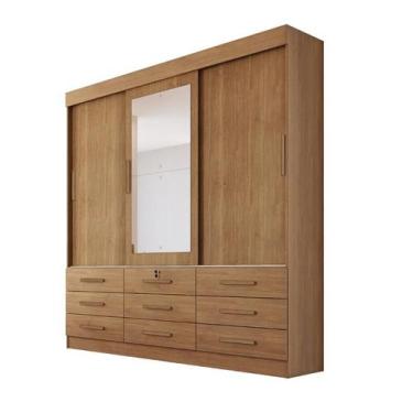 Imagem de Guarda Roupa Casal Buriti com Espelho 9 Gavetas Cumaru - Novo Horizont