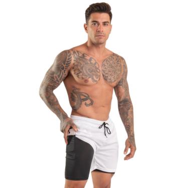 Imagem de Short Masculino 2 Em 1 Academia Fitness Compressão Para Treino e Academia-Masculino