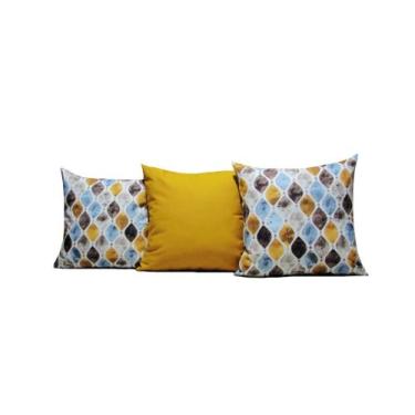 Imagem de Capas de Almofadas 45 x 45 Tecido Algodão Estampado Conjunto 3 Peças -