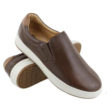 Imagem de Sapatênis Masculino Iate 100% Couro Floater Café Art Nobre - 3102-Masculino