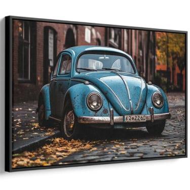 Imagem de Quadro Carro Clássico Nas Ruas Antigas - Mioquadros, 180x120 cm, Preto