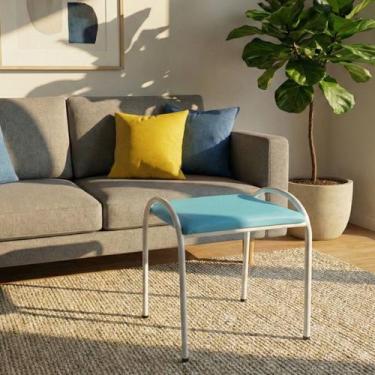 Imagem de Banqueta Banco Banquinho de Ferro Mavie Cor:Azul Turquesa - Loja Béle,