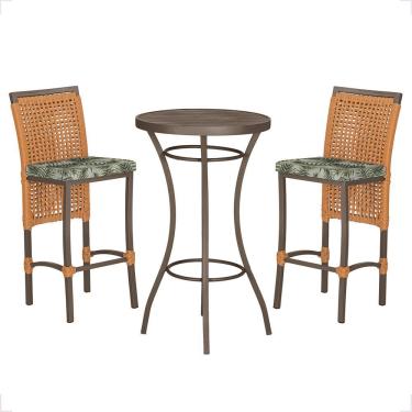 Imagem de Mesa Bistrô 2 Banquetas Roma Corda Náutica Estofado 5 Trama Terra Cota