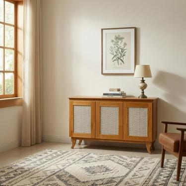 Imagem de Aparador Buffet Tela 3 Portas Madeira Deltan Castanho