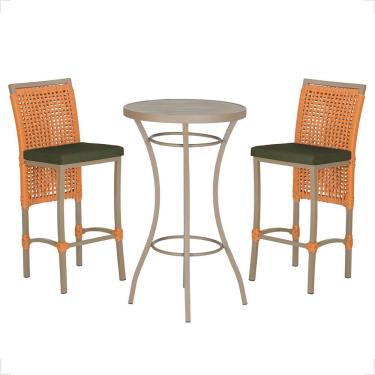 Imagem de Mesa Bistro E 2 Banquetas Roma Fendi Corda Náutica 13 Terra Cota