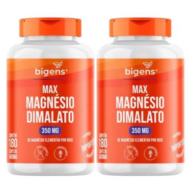 Imagem de 2x Max Magnésio Dimalato 350mg Bigens 180 Capsulas, Sem Sabor