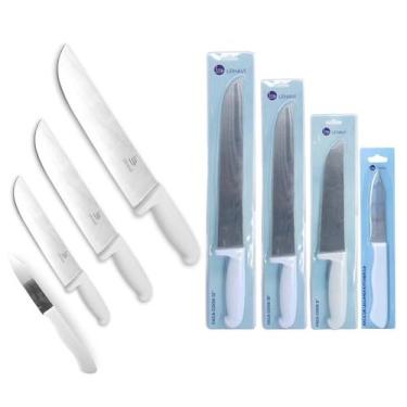 Imagem de Kit 4 Facas Açougue Churrasco Cozinha Carne Aço Profissional - CLICK H