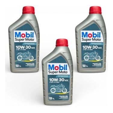 Imagem de Óleo Mobil Super Moto 10W30 Semi Sintético 4T 3 Unidades