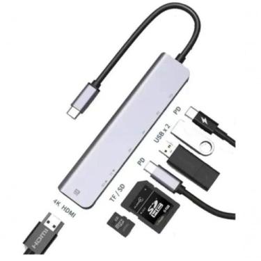 Imagem de Hub Estação 7x1 Type C X Usb-c Pd Usb Sd Tf Hdmi 4k - TOMATE
