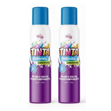 Imagem de Kit 2 Tinta Spray Lavável Cabelo Maluco Carnaval Azul Neon - My Party